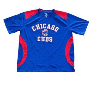 Chicago Cubs Blue Red V-Neck Short Sleeve Athletic T-Shirt‎ XXL